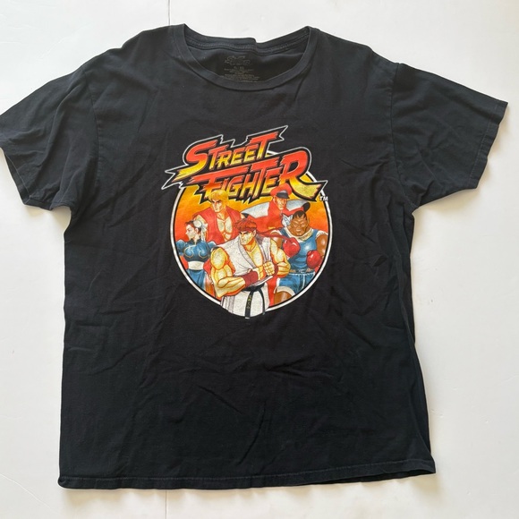 street fighter Other - Street Fighter Graphic Tee - Black with Red & Yellow Print XL